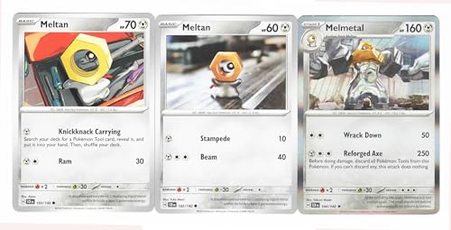 Melmetal 104/142 - Stellar Crown Pokemon Card Lot - 3 Karten-Set von Pokémon