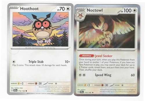 Noctowl 115/142 - Sternenkrone Pokemon Kartenlos - 2 Karten Set von Pokémon