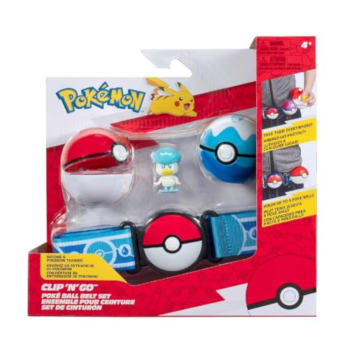 Pokemon Clip 'N' Go Poke Ball Gürtel Set (Quaxly #1 mit Level Ball, Best Ball und Quaxly Thema Gürtel) W16 von Pokémon