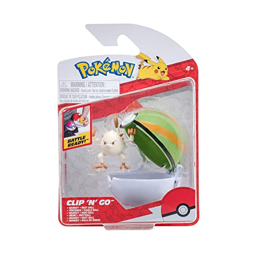 PKW3136 - Clip'n'Go Poké Balls - Menki & Nestball, offizieller Pokéball mit 5cm Figur von Pokémon