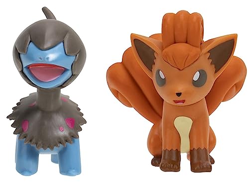 Pokémon PKW2636 - Battle Figure Pack - Vulpix & Larvitar, offizielle detaillierte Figuren, je 5 cm von Pokémon