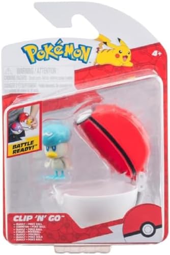 Pokémon PKW3630 - Clip'n'Go Poké Ball - Kwaks und Pokéball, offizieller Pokéball mit 5 cm Figur von Pokémon