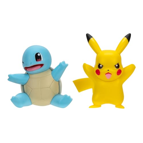 Pokémon PKW3586 - Battle Figure Pack - Pikachu und Schiggy, offizielle detaillierte Figuren, je 5 cm von Pokémon