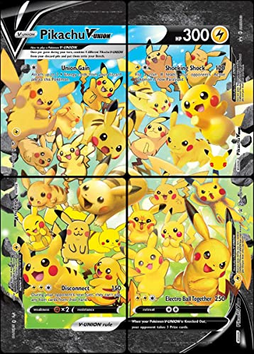 Pikachu V-Union – 4 Karten-Set – SWSH139 – SWSH140 – SWSH141 – SWS142 – Pokemon Celebration Schwarzer Stern Promo-Set von Pokemon