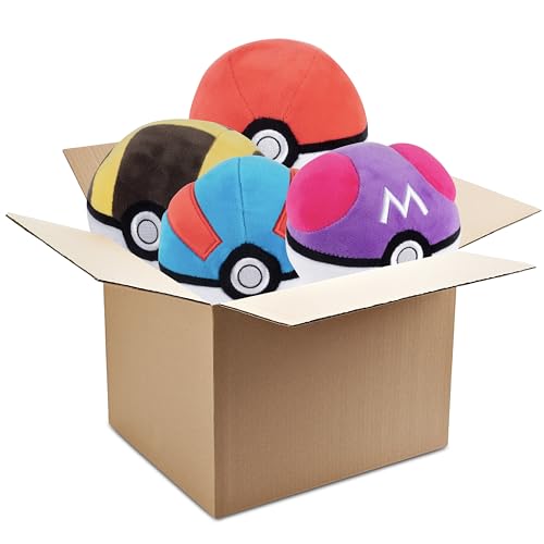 PoKémon Pokéball Plüsch-Blindbox, sortiert, 2 von 4 Ballstilen, 12,7 cm, Poke, Master, Ultra oder großartiger Ball, weiche Stofftiere mit beschwertem Boden, offizielles Lizenzprodukt, Geschenk für von Pokémon