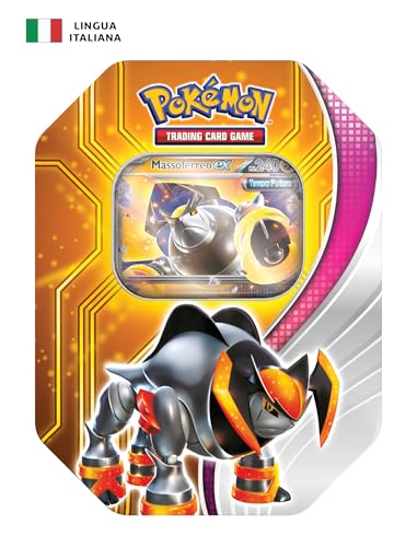 Pokémon 210-60530 Sammeldose Paradoxale Destini – Massoferreo-ex des TCG (holografische Promokarte und Vier Booster-Pack) Italienische Ausgabe von Pokémon