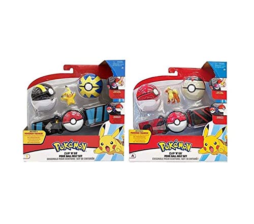 Pokémon 95283 Belt (Assortment) PKW-Clip 'n' Go Poke Ball Gürtel Set (Sortiment), Mehrfarbig, M von Pokémon