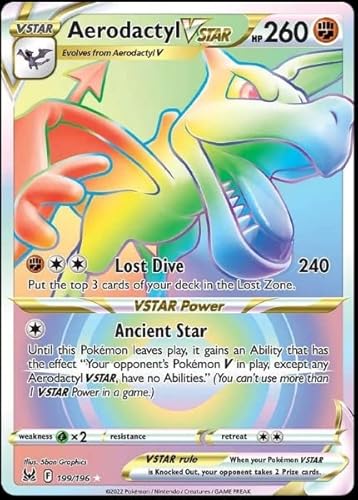 Pokémon - Aerodactyl VStar 199/196 Lost Origin Secret Rainbow Rare Folie - Sammelkarte - 1 Stück von Pokémon