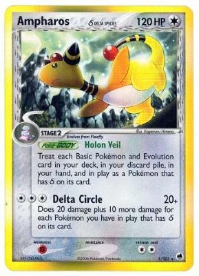 Pokemon - Ampharos δ (1) - EX Dragon Frontiers - Reverse Holofoil von Pokémon