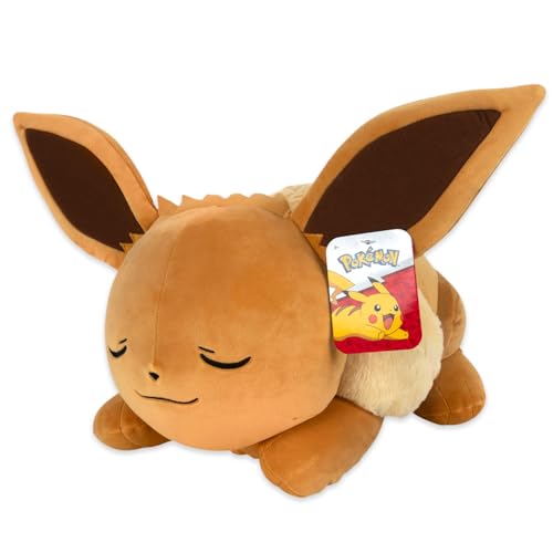 Pokémon Bandai Plüschtier Evoli (Eevee), 40 cm – sehr weich, das schläft – JW0222 von Pokémon