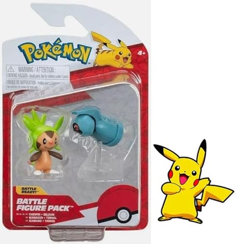 Pokemon Battle Figure Action Ready 2er Pack mit Bonus Sticker (Chespin und Beldum) von Pokémon