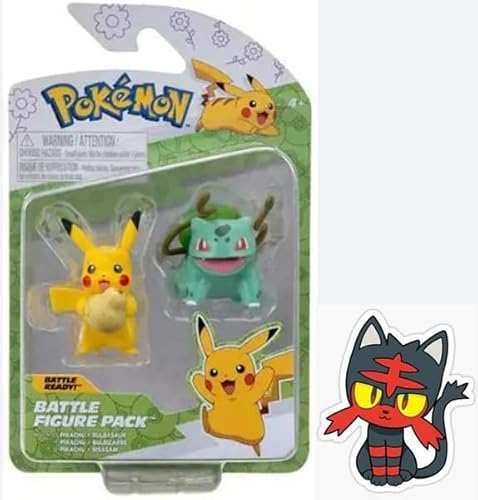 Pokemon Battle Figure Action Ready 2er Pack mit Bonus Sticker (Frühling Ostern Pikachu und Bulbasaur) von Pokémon