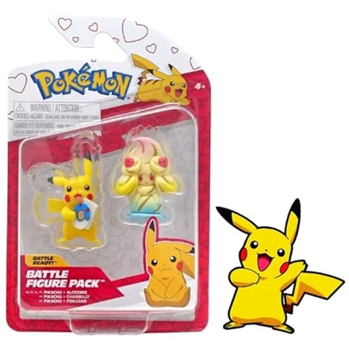 Pokemon Battle Figure Action Ready 2er Pack mit Bonus Sticker (Valentinstag Pikachu und Alcremie) von Pokémon