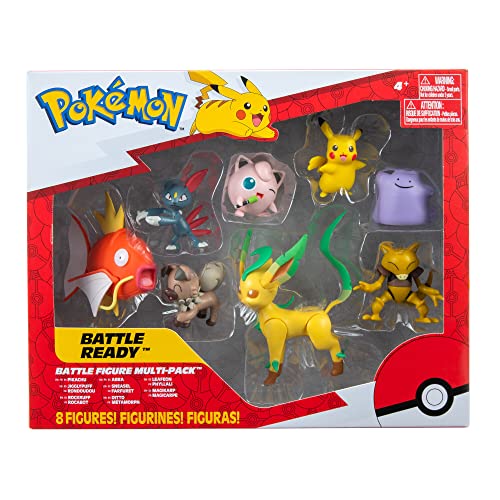 Pokemon Battle Figure Multipack (8PK: Female Pikachu, Jigglypuff #1, Rockruff, Sneasel, Abra, Ditto, Leafeon, Magikarp) W8 von Pokémon