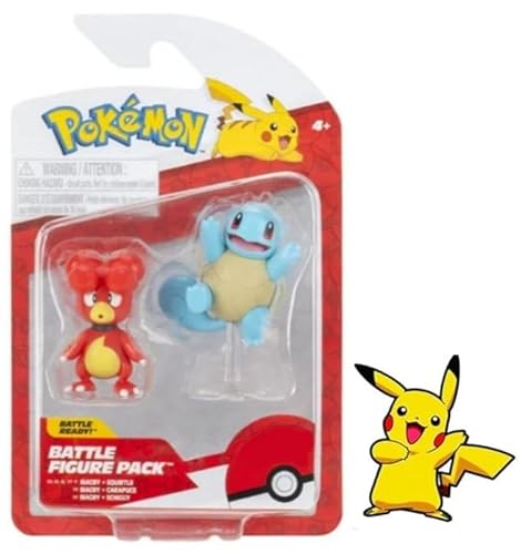 Pokemon Battle Ready Figur 2 Pack – 5,1 cm Actionfiguren plus Bonus-Aufkleber (Magby und Squirtle) von Pokémon