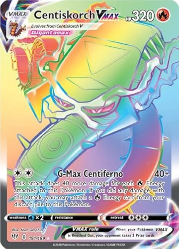 Pokemon Centiskorch Vmax - 191/189 - Finsternis ablaze - Secret Rare - Rainbow Holo Foil von Pokémon