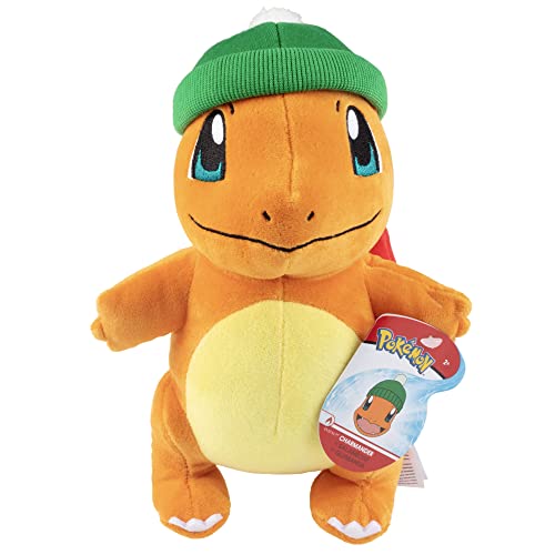 Pokémon Charmander Plüschtier, 20,3 cm, mit Winterhut-Zubehör, offizielles Lizenzprodukt, Geschenk für Kinder von Pokémon