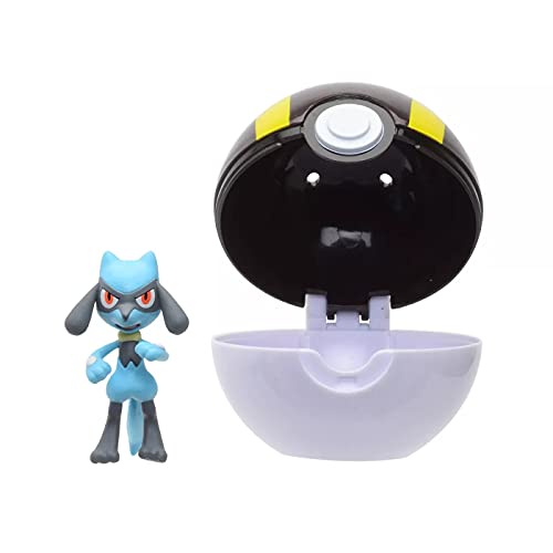 Pokémon Clip 'N' Go Riolu & Pokéball - Enthält 1x 5cm Figur & 1x Ultra Ball - Neue Welle 2021 - Offiziell Lizensiert von Pokémon