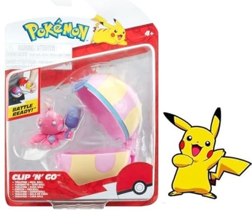 Pokemon Clip 'N' Go Tinkatink and Heal Ball, 5,1 cm Battle Figur mit Bonus Sticker von Pokémon