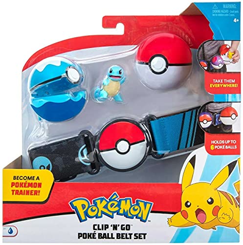 Pokemon Clip and Go Gürtel Set Squirtle Schiggy & Pokemon Bälle - 1x 5cm Pokemon Figur, 1x Gürtel & 2X Pokemon Ball - Neue 2021 - Offiziell Lizensiert Pokemon Spielzeug von Pokémon