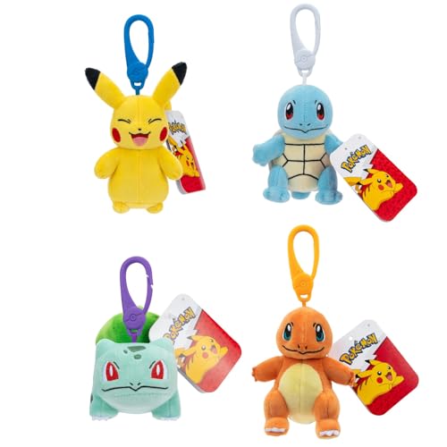 Pokémon Clip on 10cm Plüsch - Pikachu, Squirtle, Charmander, Bulbasaur - Offizielles Pokemon verstopftes Spielzeug für Kinder 2+ Pokémon Clip on 10cm Plüsch - Pikachu, Squirtle, Charmander, Bulbasaur - Offizielles Pokemon verstopftes Spielzeug für Kinder 2+ von Pokémon