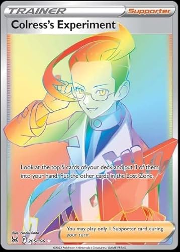 Pokemon - Colress's Experiment 205/196 Lost Origin - Full Art Trainer - Secret Rainbow Rare Foil von Pokémon