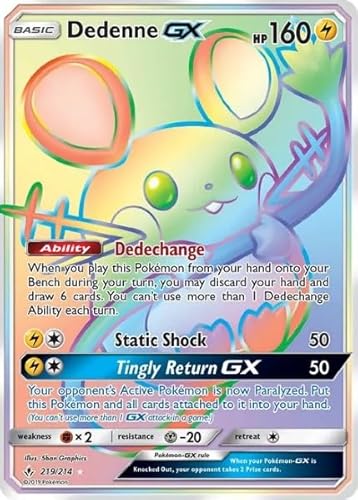 Pokemon - Dedenne GX 219/214 - Secret Rare - Unbroken Bonds - Rainbow Rare von Pokémon