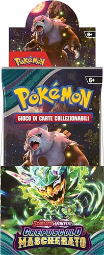 Pokémon 189-60501 Display mit Booster-Packs aus der Erweiterung Scharlachrot und Violett – Maskierte Dämmerung des TCG (18 Umschläge), italienische Ausgabe von Pokémon