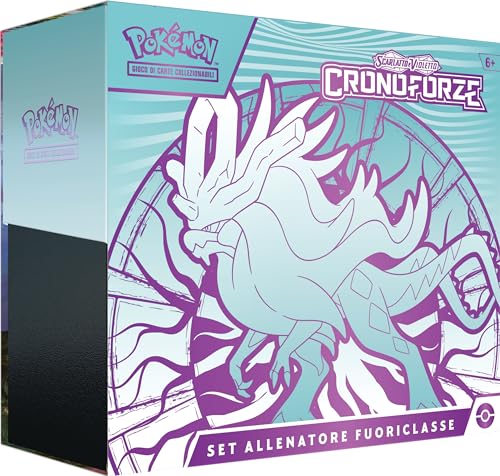 Top-Trainer-Set (Aquecrespe) der Erweiterung Scharlachrot und Violett – ChronoKräfte des Pokémon TCG (1 holografische Promokarte von Crinealato, 9 Erweiterungspackungen und Premium-Zubehör), von Pokémon