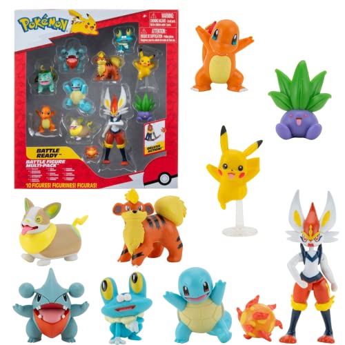 Pokemon Figuren Set 10 pcs – 5-11 cm Pokémon Figuren – Cinderace Pikachu Charmander Squirtle Oddish Gible Bulbasaur Yamper Froakie & Growlithe - Neueste 2022 - Offiziell Pokemon Spielzeug von Pokémon