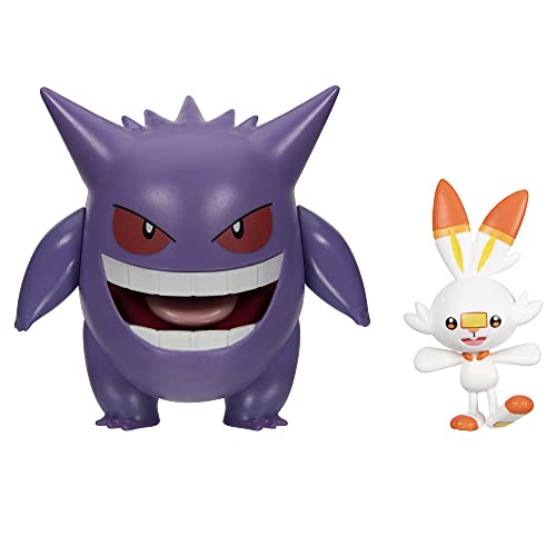 Pokemon Figuren Set Gengar & Scorbunny – 5 & 10 cm - Neues offizielles Pokémon Spielzeug 2024 von Pokémon