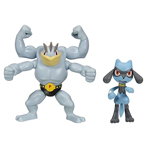 Pokemon Figuren Set Machamp & Riolu – 5 & 10 cm - Neues offizielles Pokémon Spielzeug 2024 von Pokémon