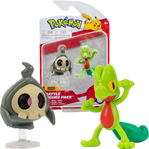 Pokémon PKW2639 - Battle Figure Pack - Geckarbor & Zwirrlicht, offizielle detaillierte Figuren, je 5 cm von Pokémon