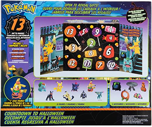 Pokemon Halloween Adventskalender Countdown Kalender für Kinder, 13 Teile – Enthält 10 Spielzeug-Figuren & 3 Zubehörteile – ab 4 Jahren von Pokémon