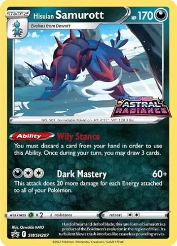 Pokemon Hisuian Samurott SWSH207 Astral Radiance Prerelease Build & Battle Promokarte von Pokémon