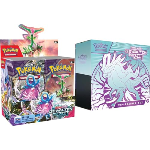 Pokémon Karmesin & Purpur – Gewalten der Zeit Display-Box (36 Boosterpacks), Mehrfarbig & Sammelkartenspiel Top-Trainer-Box Karmesin & Purpur von Pokémon