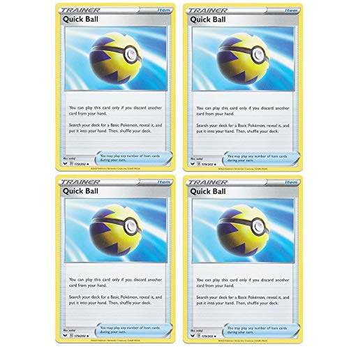 Pokemon Karte – Quick Ball – Schwert und Schild Basis – X4 Karten Lot Spielset – 179/202 Uncommon von Pokémon