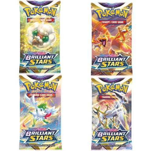 Pokemon Karten Schwert und Schild – 4X Brilliant Stars Pokemon Booster Pack – Pokemon Sammelkarten – Englische Karten von Pokémon