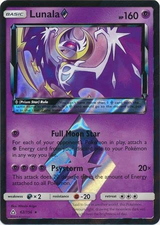 Pokémon Lunala Prism Star - 62/156 - Holo Rare Sammlerkarte: Sun & Moon Ultra Prisma Single von Pokémon