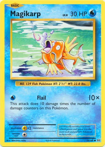 Pokémon - Magikarp (33/108) - Wasser-Karte aus dem XY Evolutions Set - Sammelkarte für Erwachsene ab 156 Jahren von Pokémon