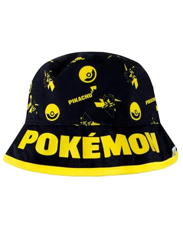 Pokemon Mütze | Reversibel Fischerhut Für Jungen | Pikachu Kappe | Offizielle Pikachu Merchandise | Schwarz | One Size von Pokemon