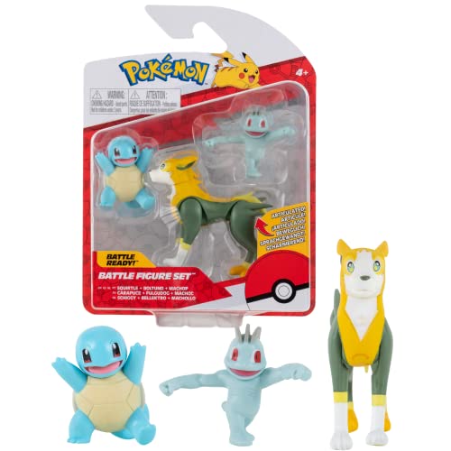 Pokémon Pokemon Figuren 3-Pack Boltund Machop & Squirtle – 5-8 cm Figuren - Neueste Welle 2022 - Offiziell Lizenziert Pokemon Spielzeug von Pokémon