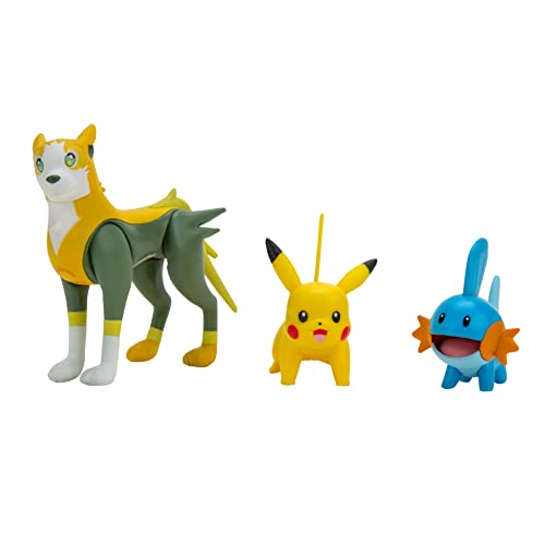 Pokémon PKW2676 Battle Figure Set - Hydropi, Pikachu #1, Bellektro, offizielles Batllefigurenset von Pokémon