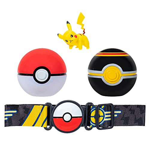 Pokémon PKW2718 - Clip and Go Pokéball Gürtel Set - Pokéball, Luxusball & Pikachu, offizielles Set mit Figur von Pokémon