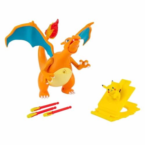 Pokémon PKW2731 -Interaktive Deluxe Figur - Feuer & Flug Glurak, offizielle Figur von Pokémon