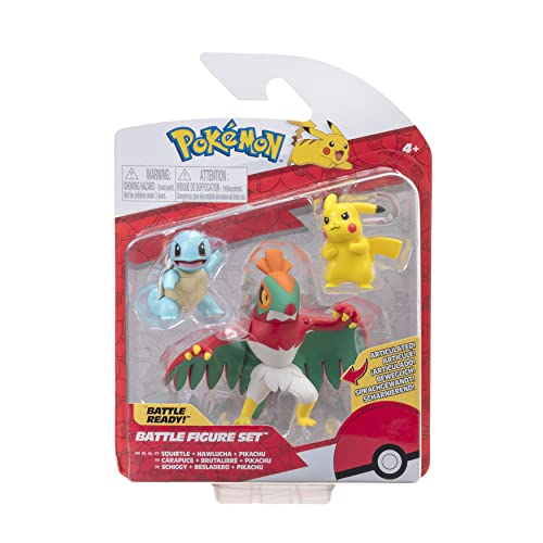 Pokémon PKW2807 - Battle Figuren Set - Pikachu, Schiggy, Resladero - offizielle detaillierte Figuren, je 5 cm von Pokémon