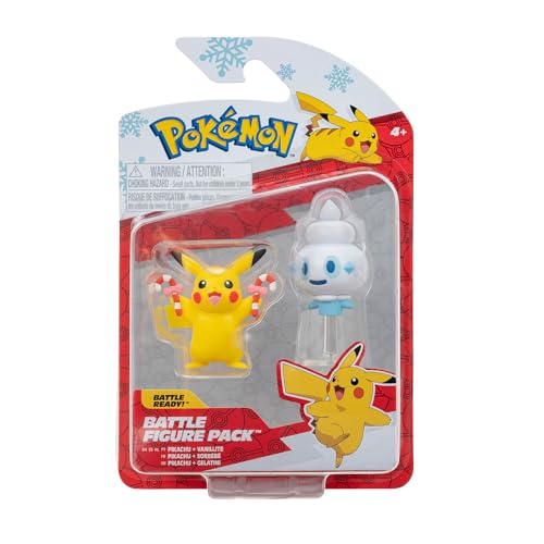 Pokemon Battle Figure 2 Pack - (Holiday Pikachu #5 & Vanillite with Stand) - W3 von Jazwares