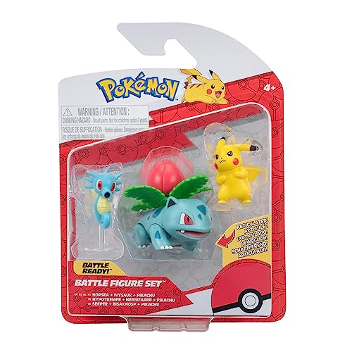 Pokémon PKW3049 - Battle Figure Set - Pikachu, Seeper, Bisaknosp, offizielles Figuren Set von Pokémon