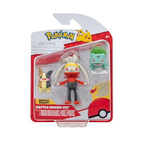 Pokémon PKW3055 Battle Figure Set-Morpeko, Bisasam, Kickerlo, M von Pokémon