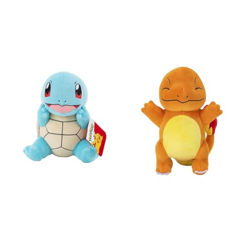 Pokémon PKW3084-20cm Plüsch - Schiggy, offizielles Plüsch & PKW2695-20cm Plüsch - Glumanda, offizielles Plüsch von Pokémon